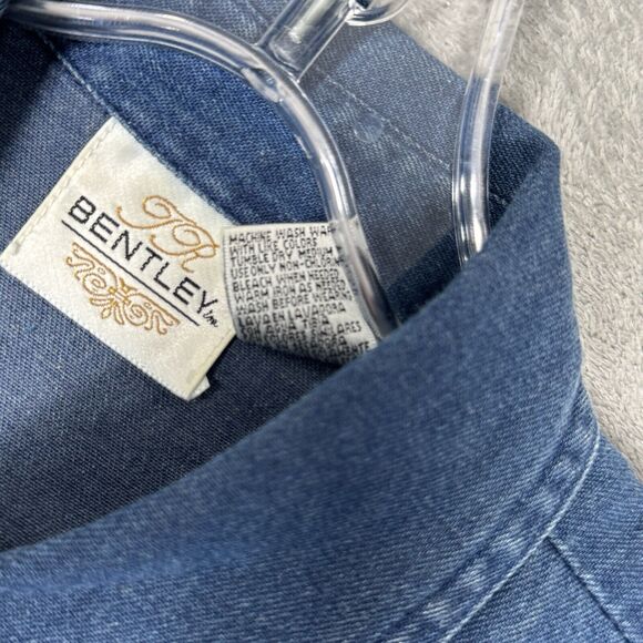 Bentley Dress Womens 8 Blue Denim Shirt Dress Floral Embroidery Casual Versatile - Picture 8 of 9